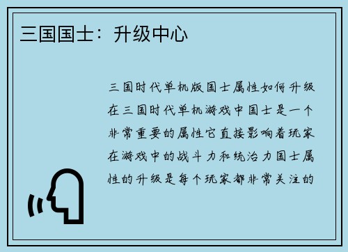 三国国士:升级中心